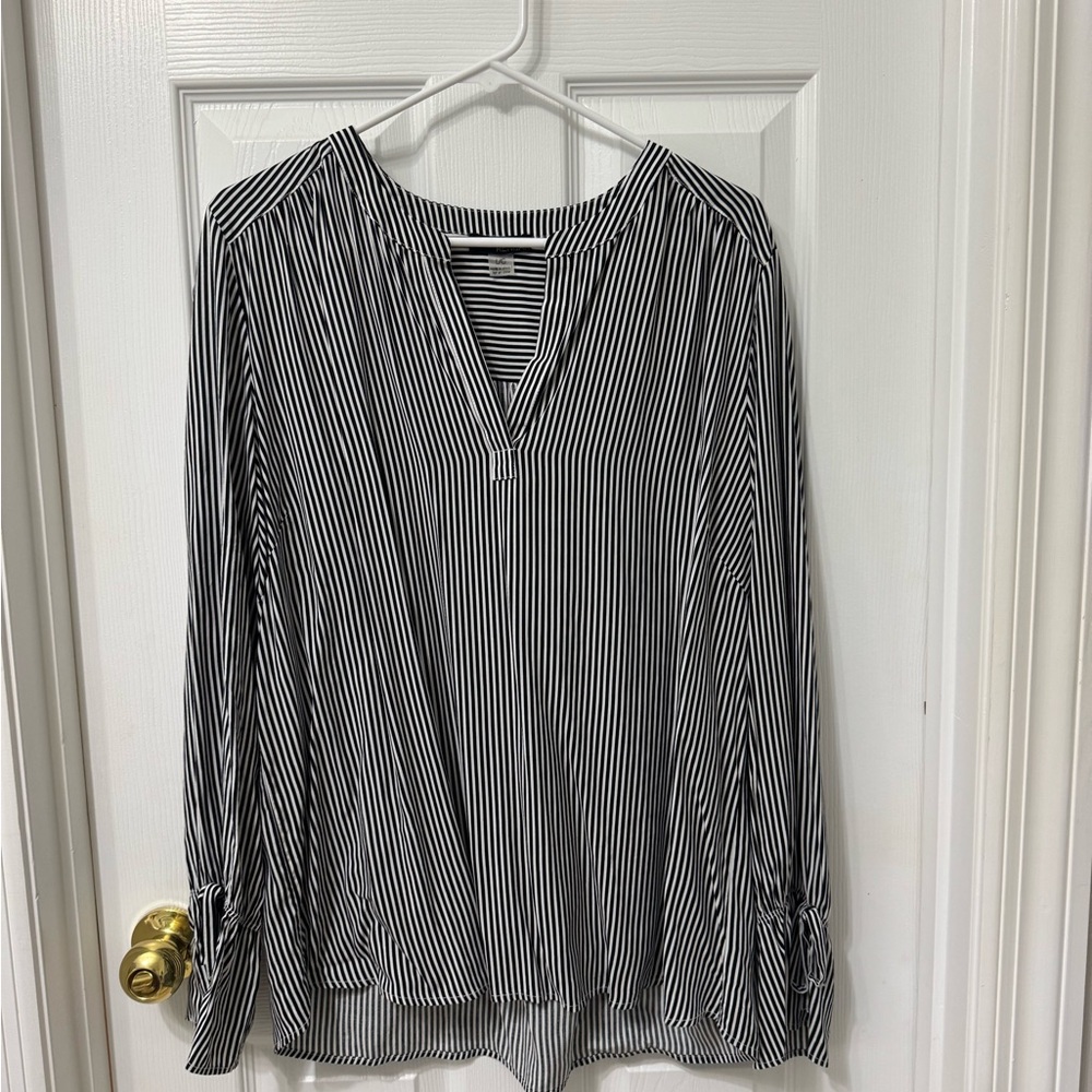 Renuar Black and White Striped Blouse
